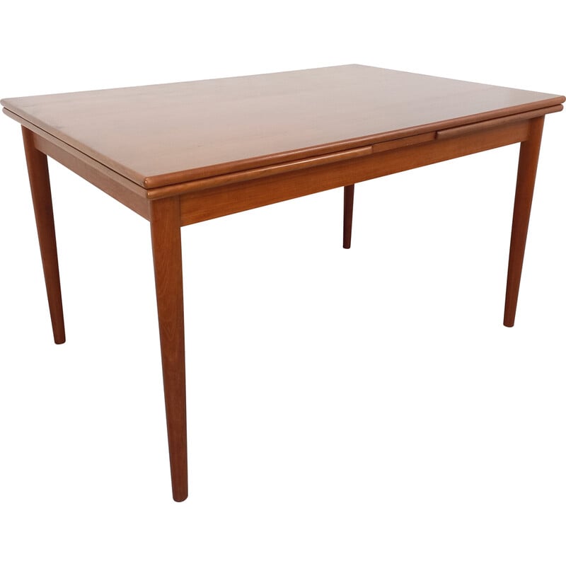 Vintage rectangular teak dining table with extensions, 1970