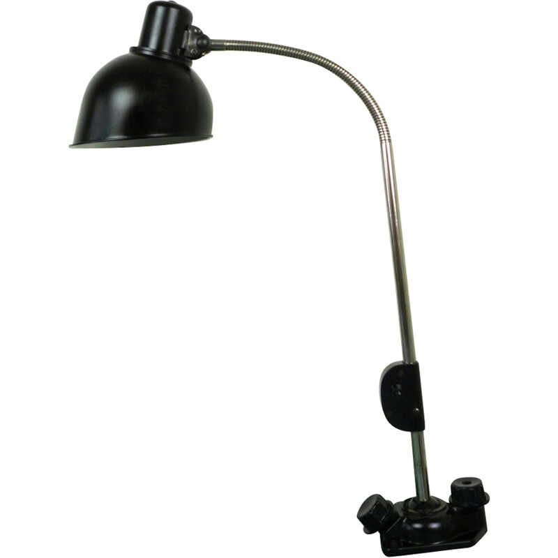 Black desk lamp in metal and bakelite produced by Helion - 1940s