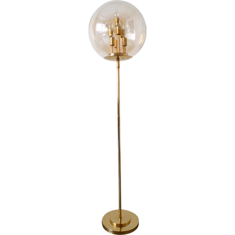 Large golden brass floor lamp - 1970s