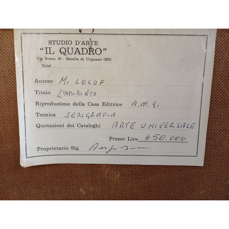 Sérigraphie vintage en damier cinétique sur aluminium, Italie 1970