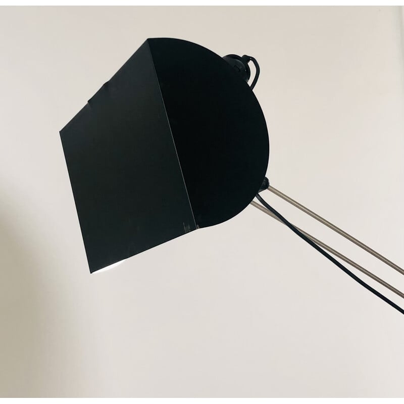 Vintage floor lamp in black lacquered metal by Pas d'Urbino and Lomazzi for Harvey Luce iGuzzini, Italy 1970