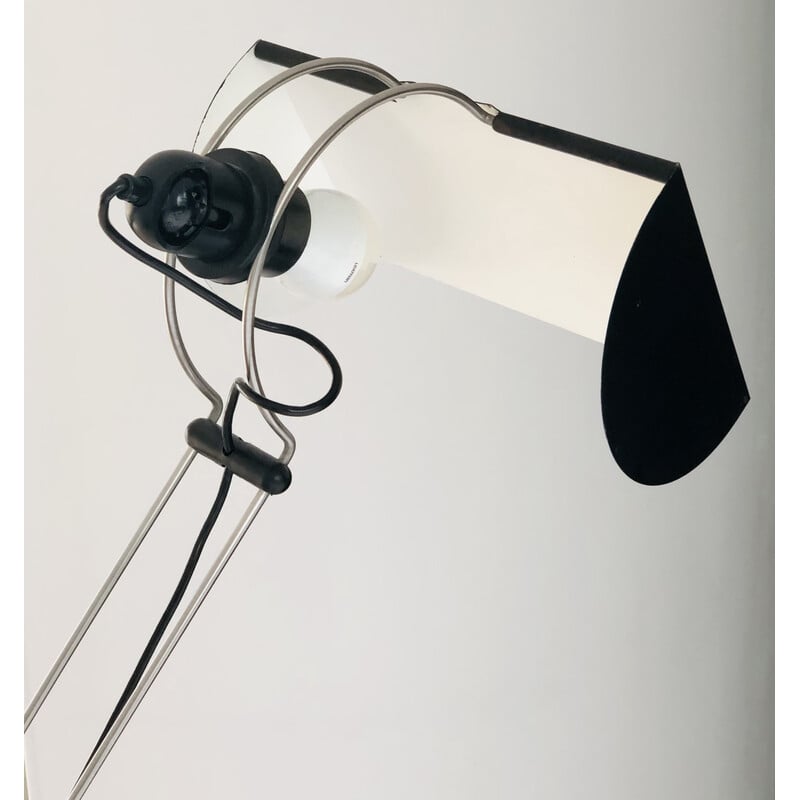 Vintage floor lamp in black lacquered metal by Pas d'Urbino and Lomazzi for Harvey Luce iGuzzini, Italy 1970