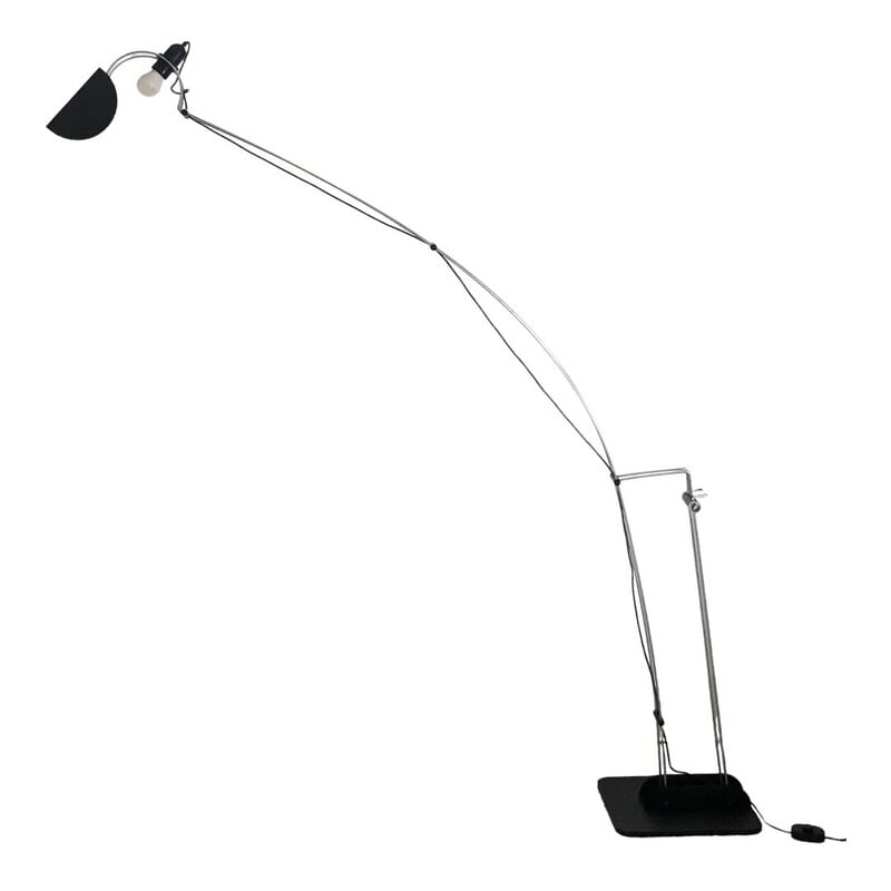 Vintage floor lamp in black lacquered metal by Pas d'Urbino and Lomazzi for Harvey Luce iGuzzini, Italy 1970