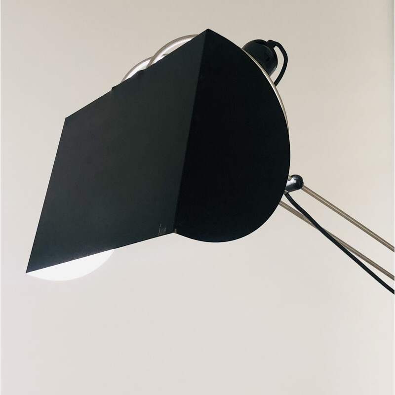 Lampadaire vintage en métal laqué noir de Pas d'Urbino et Lomazzi pour Harvey Luce iGuzzini, Italie 1970