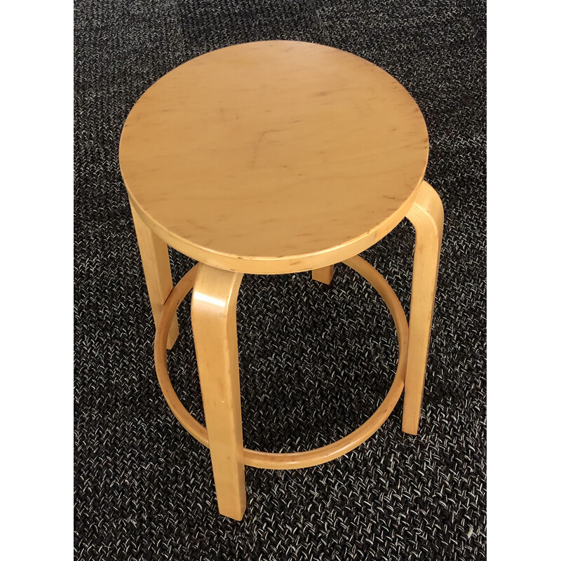 Vintage model 64 bar stool in birch veneer by Alvar Aalto for Artek, Finland 1980