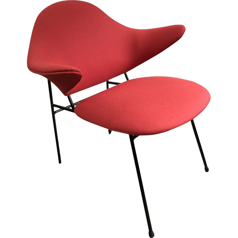 Red armchair re-upholstered, Thonet editions - 1950s