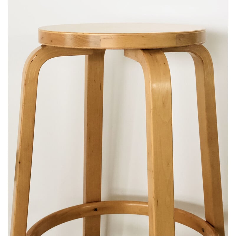 Vintage model 64 bar stool in birch veneer by Alvar Aalto for Artek, Finland 1980