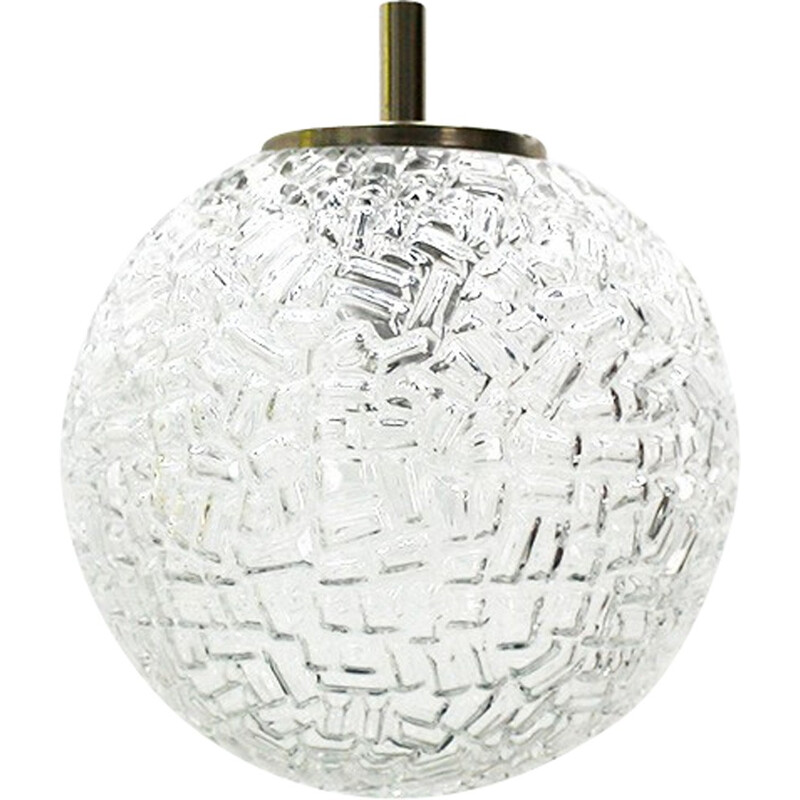 Spheric glass mid-century pendant lamp - 1960s