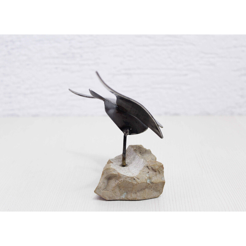 Vintage metal bird sculpture by Francis Béboux