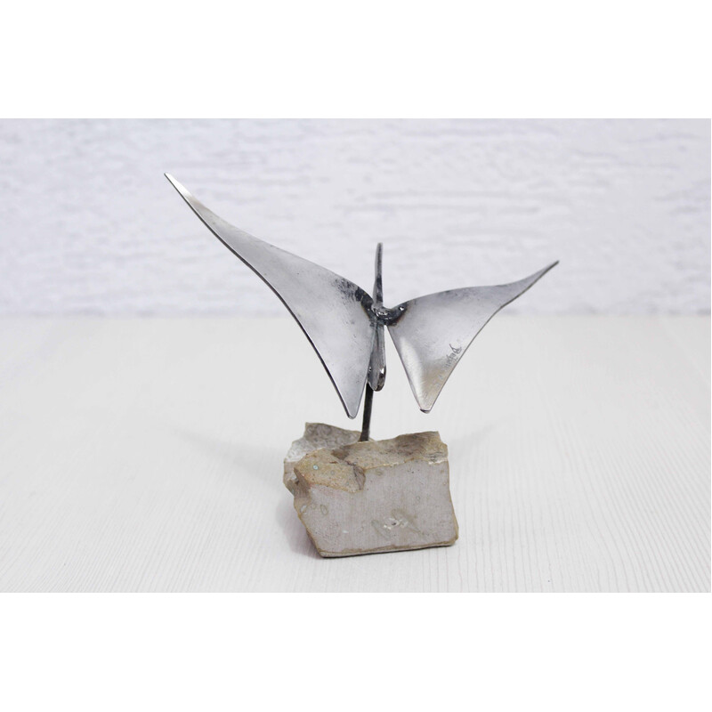 Vintage metal bird sculpture by Francis Béboux