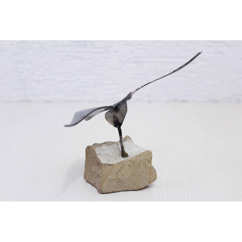 Vintage metal bird sculpture by Francis Béboux
