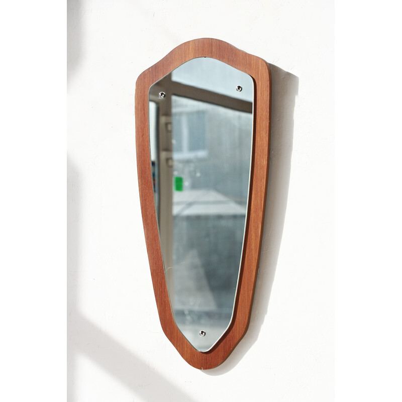 Vintage teak rearview mirror, 1960