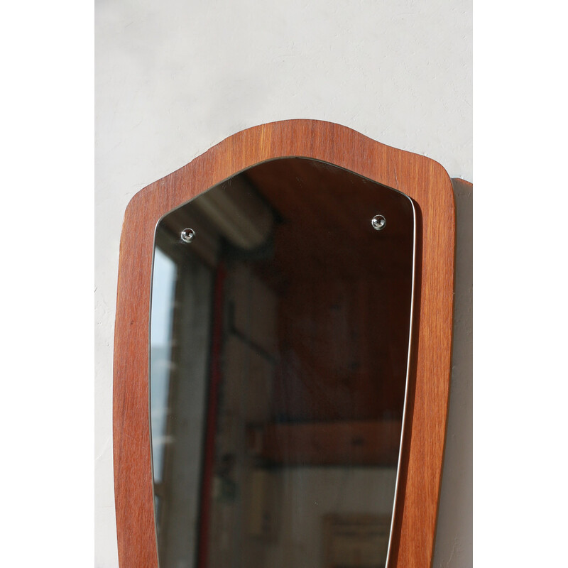 Vintage teak rearview mirror, 1960