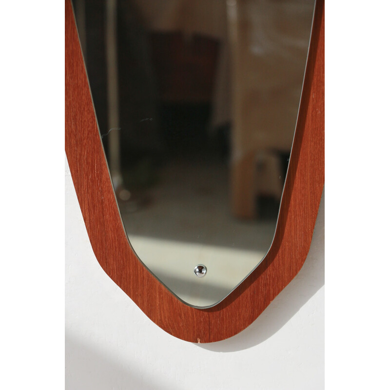 Vintage teak rearview mirror, 1960