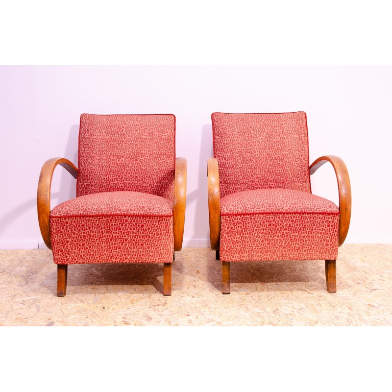 Pair of vintage “C” armchairs in bentwood by Jindřich Halabala for Up Závody, Czechoslovakia 1950