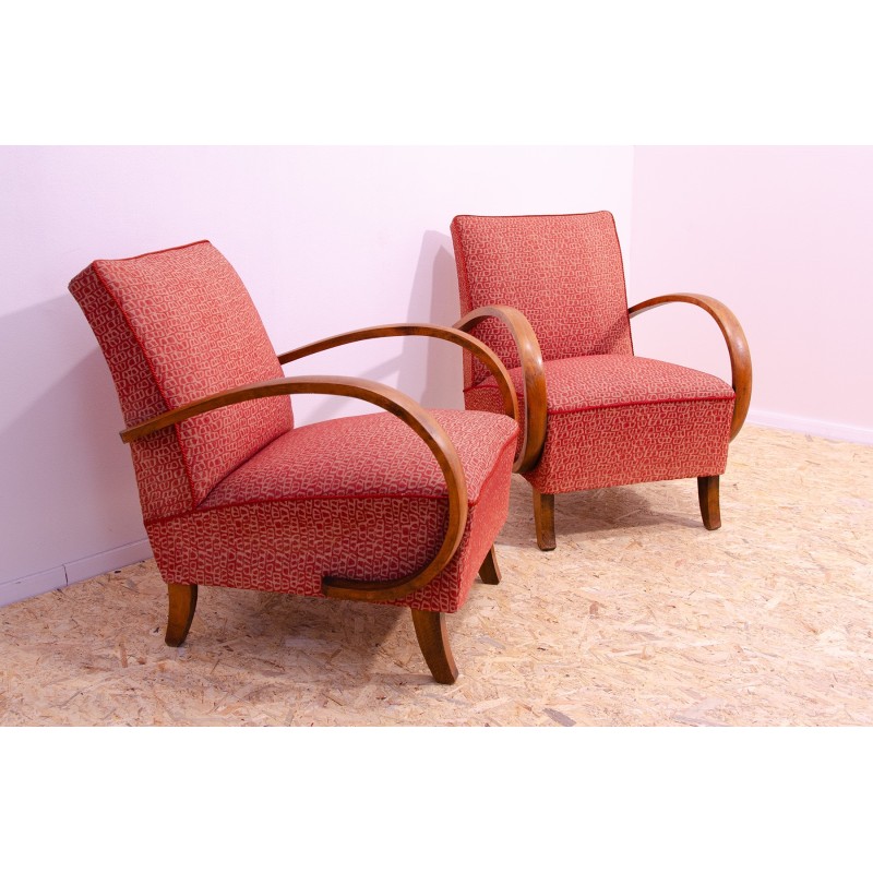 Pair of vintage “C” armchairs in bentwood by Jindřich Halabala for Up Závody, Czechoslovakia 1950