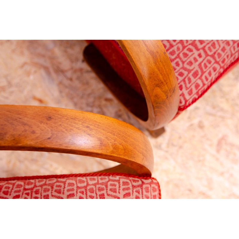 Pair of vintage “C” armchairs in bentwood by Jindřich Halabala for Up Závody, Czechoslovakia 1950