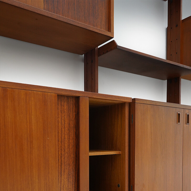 Bibliothèque vintage en métal et bois massif, Italie 1960