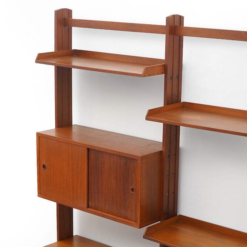 Vintage bookcase in metal and solid wood, Italy 1960