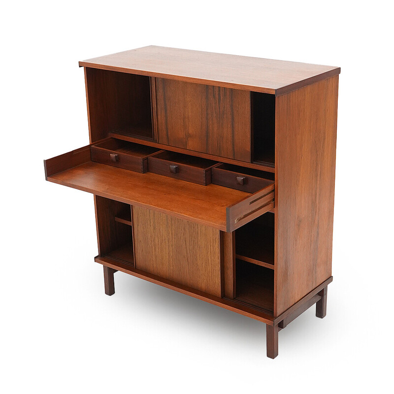 Buffet vintage  avec bureau extractible en bois de teck massif par Piero Ranzani pour Elam, 1960