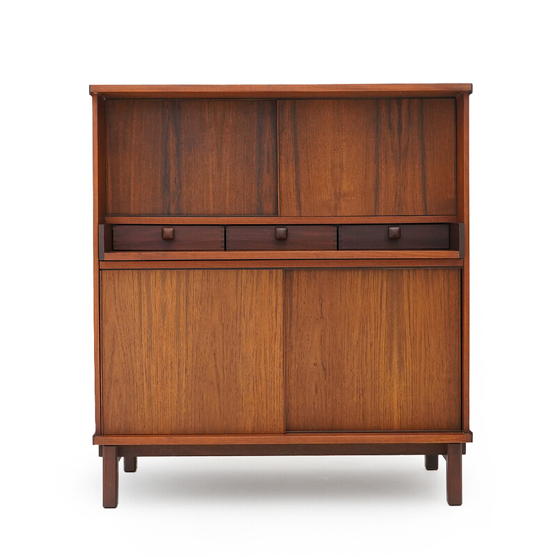 Buffet vintage  avec bureau extractible en bois de teck massif par Piero Ranzani pour Elam, 1960