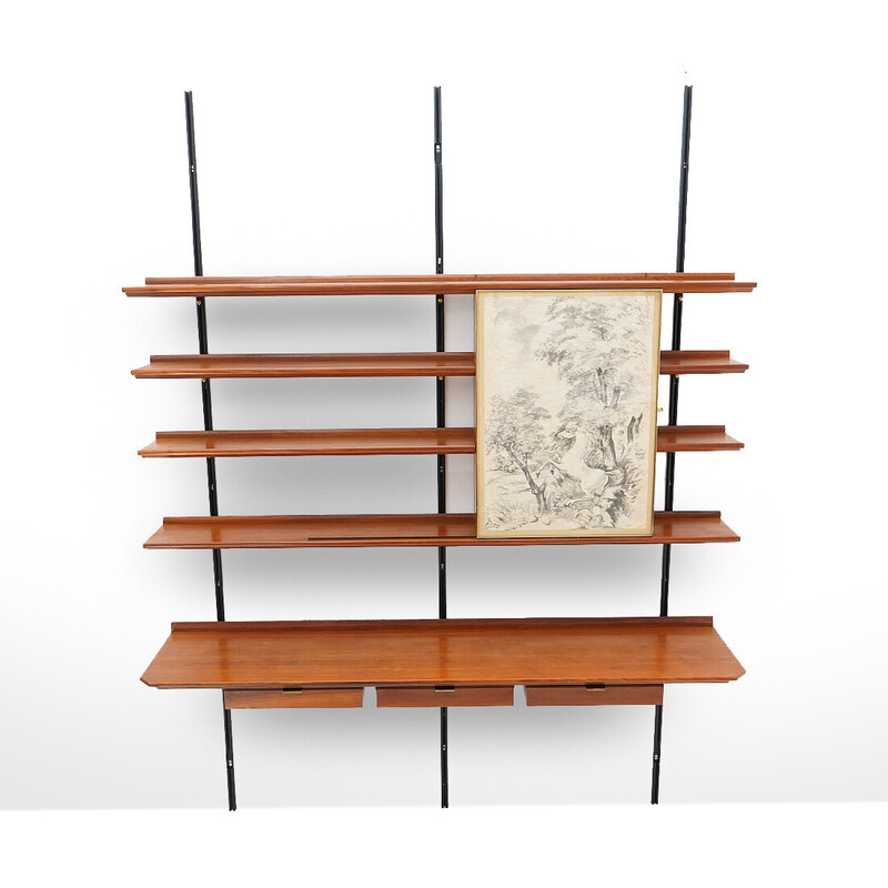 Vintage wooden bookcase by Osvaldo Borsani for Tecno, Italy 1950