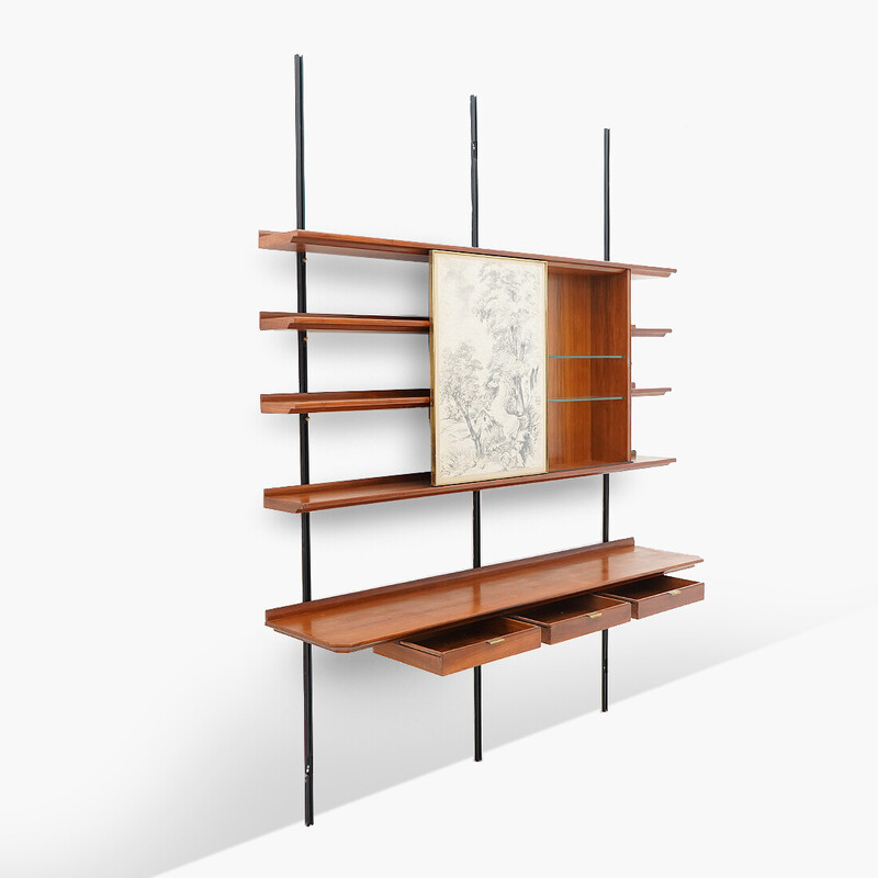 Vintage wooden bookcase by Osvaldo Borsani for Tecno, Italy 1950