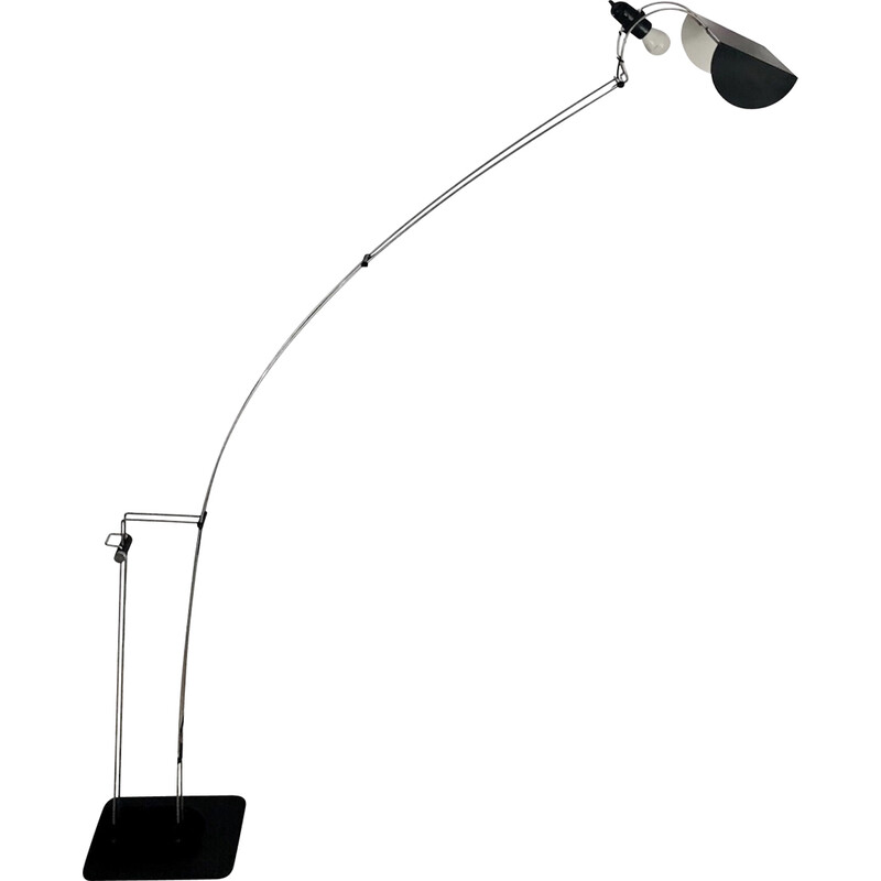 Vintage floor lamp in black lacquered metal by Pas d'Urbino and Lomazzi for Harvey Luce iGuzzini, Italy 1970