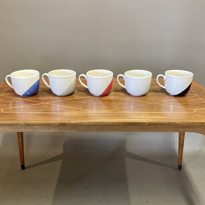 Set of 5 vintage artisanal ceramic cups