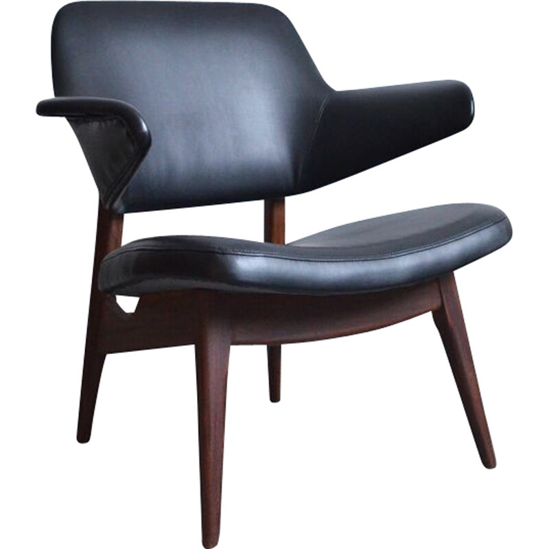 Black leatherette armchairs by Louis van Teeffelen - 1950s 