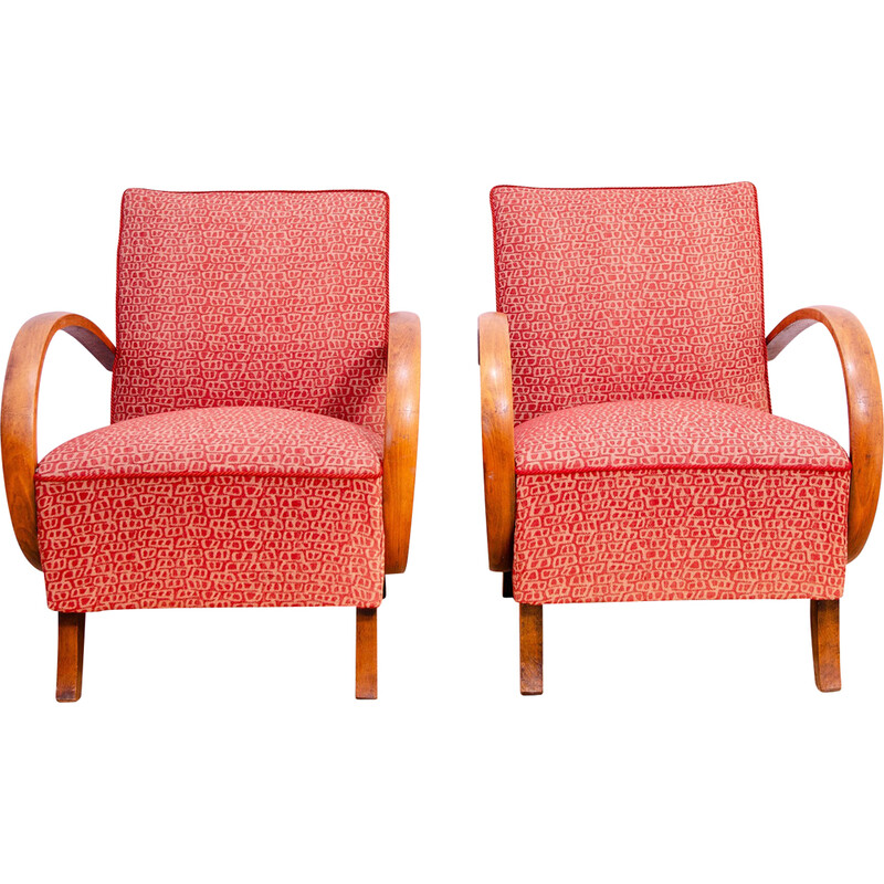 Pair of vintage “C” armchairs in bentwood by Jindřich Halabala for Up Závody, Czechoslovakia 1950