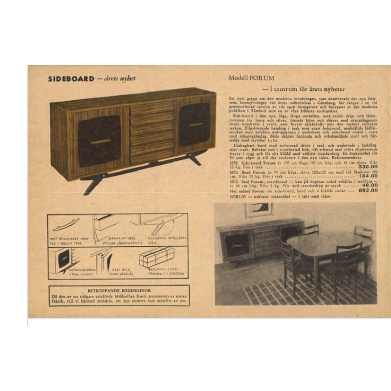 Vintage teak and beech sideboard by Gillis Lundgren for Ikea, Sweden 1955