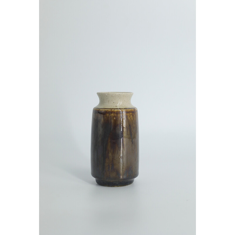 Vintage glazed stoneware collectible vase by Gunnar Borg for Höganäs Ceramics, Sweden 1960