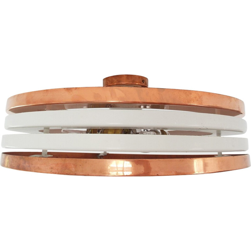 Scandinavian ceiling lamp in copper and plexiglass - 1950s