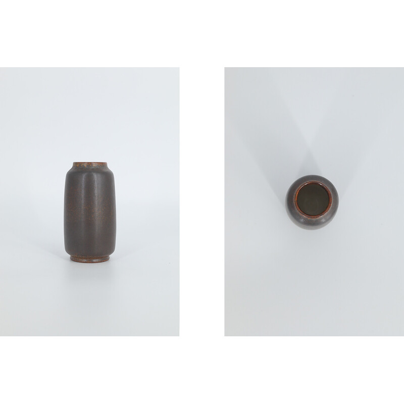 Vase de collection vitnage en grès chocolat noir par Gunnar Borg pour Höganäs Ceramics, Suède 1960