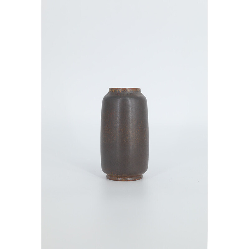 Vase de collection vitnage en grès chocolat noir par Gunnar Borg pour Höganäs Ceramics, Suède 1960