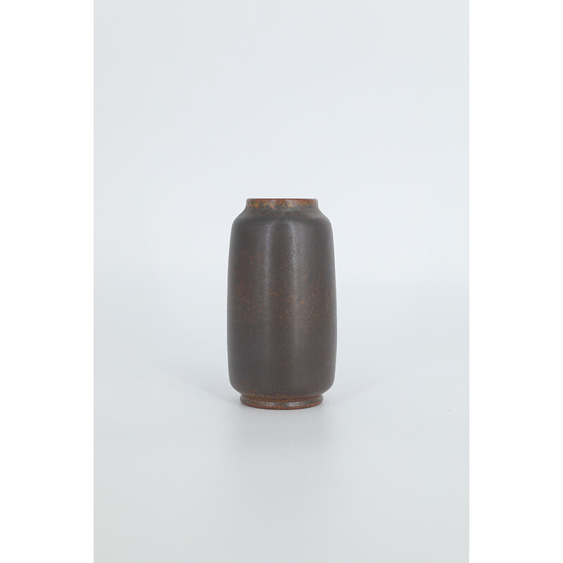 Vitnage collection vase in dark chocolate stoneware by Gunnar Borg for Höganäs Ceramics, Sweden 1960