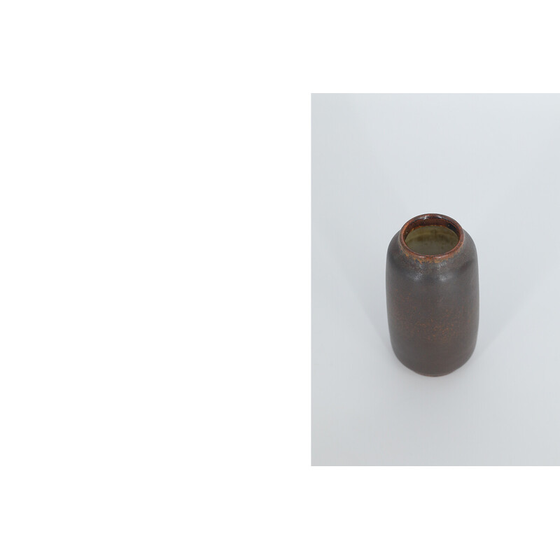 Vase de collection vitnage en grès chocolat noir par Gunnar Borg pour Höganäs Ceramics, Suède 1960