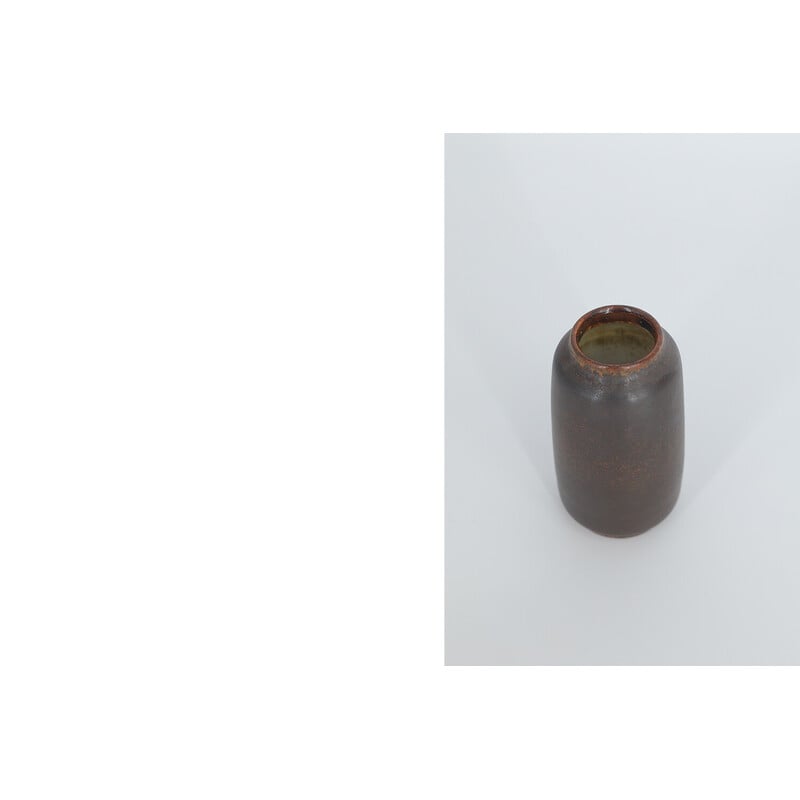 Vaso della collezione Vitnage in gres color cioccolato scuro di Gunnar Borg per Höganäs Ceramics, Svezia 1960