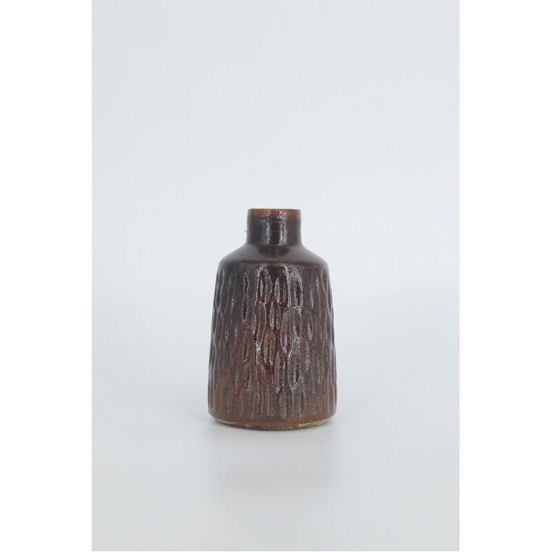 Vintage collector's vase No. 25 in brown glazed stoneware by Gunnar Borg for Höganäs Ceramics, Sweden 1960