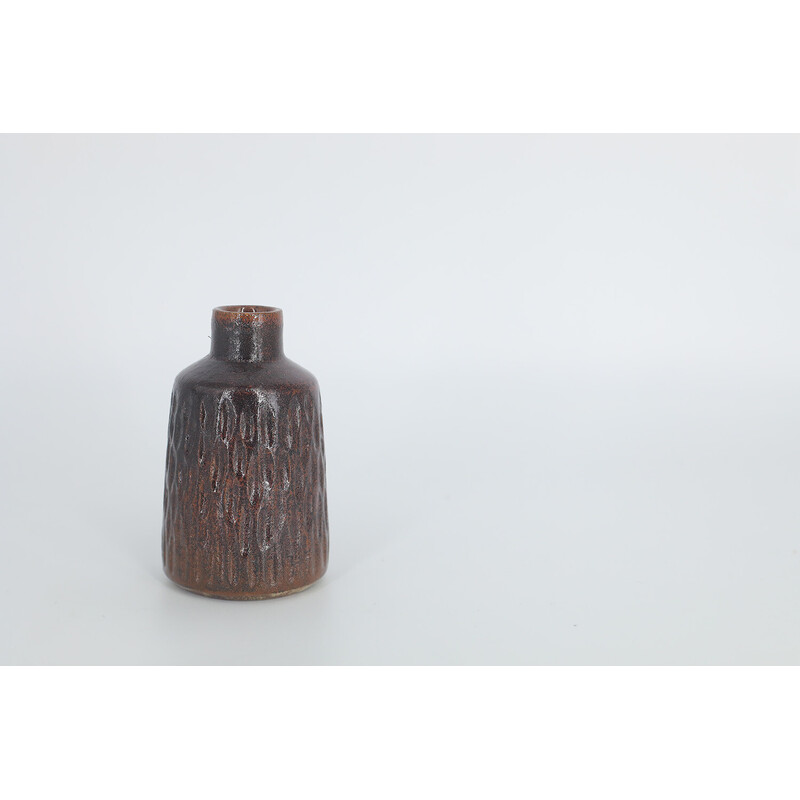 Vase de collection vintage N° 25 en grès verni marron par Gunnar Borg pour Höganäs Ceramics, Suède 1960