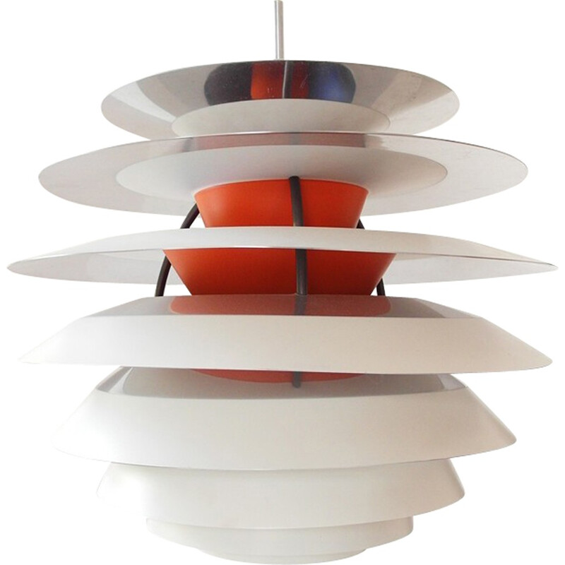 White Danish hanging lamp in aluminium by Poul Henningsen - 1960s