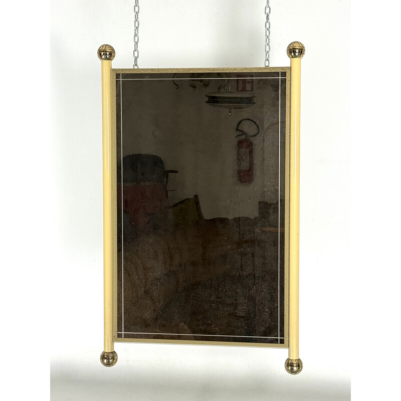Vintage lacquered brass mirror, Italy 1970