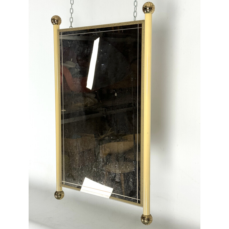 Vintage lacquered brass mirror, Italy 1970