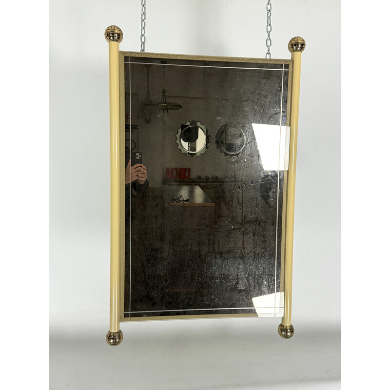 Vintage lacquered brass mirror, Italy 1970