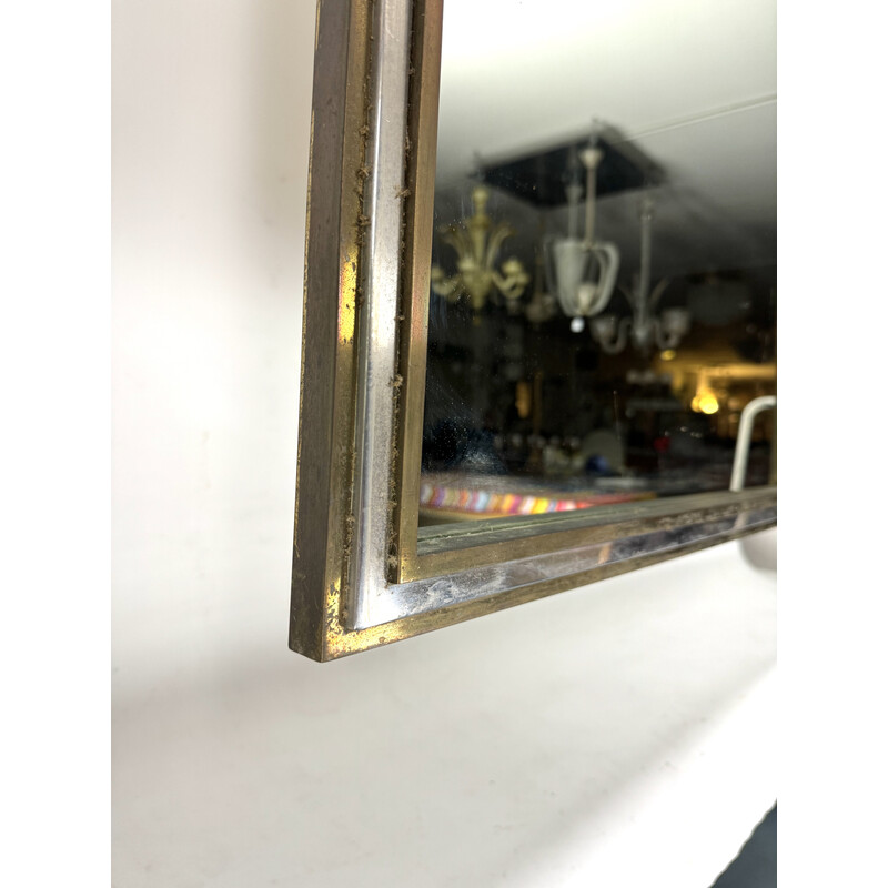 Vintage brass and chrome mirror by Romeo Rega, Italy 1970