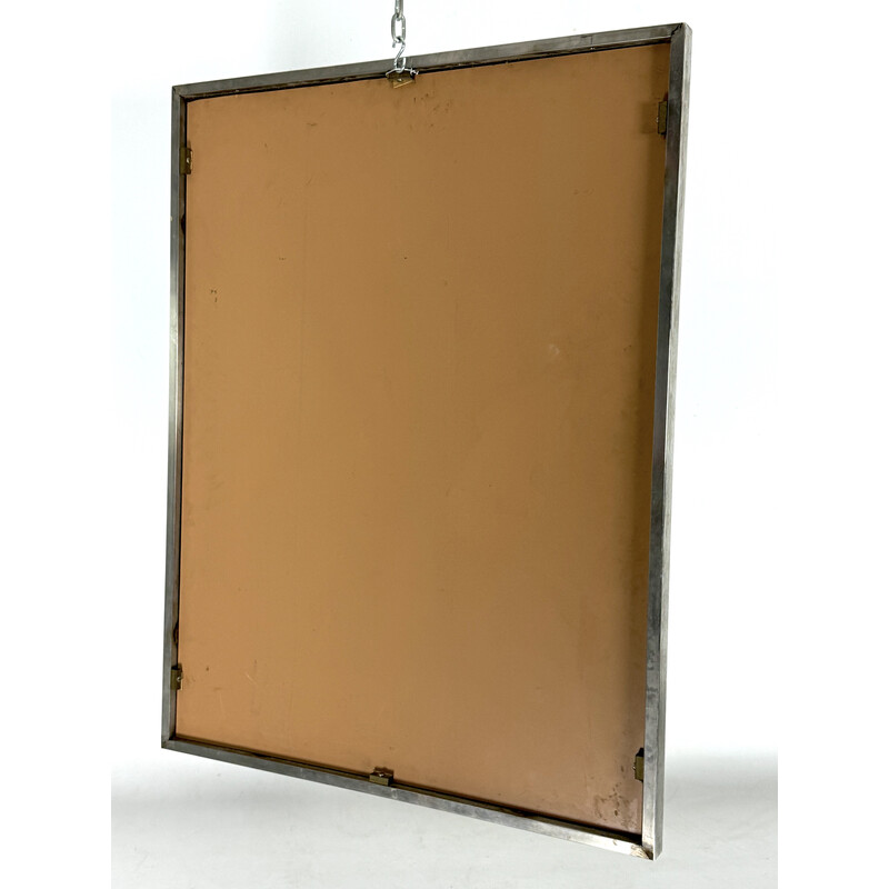 Vintage chrome and brass mirror by Romeo Rega, Italy 1970