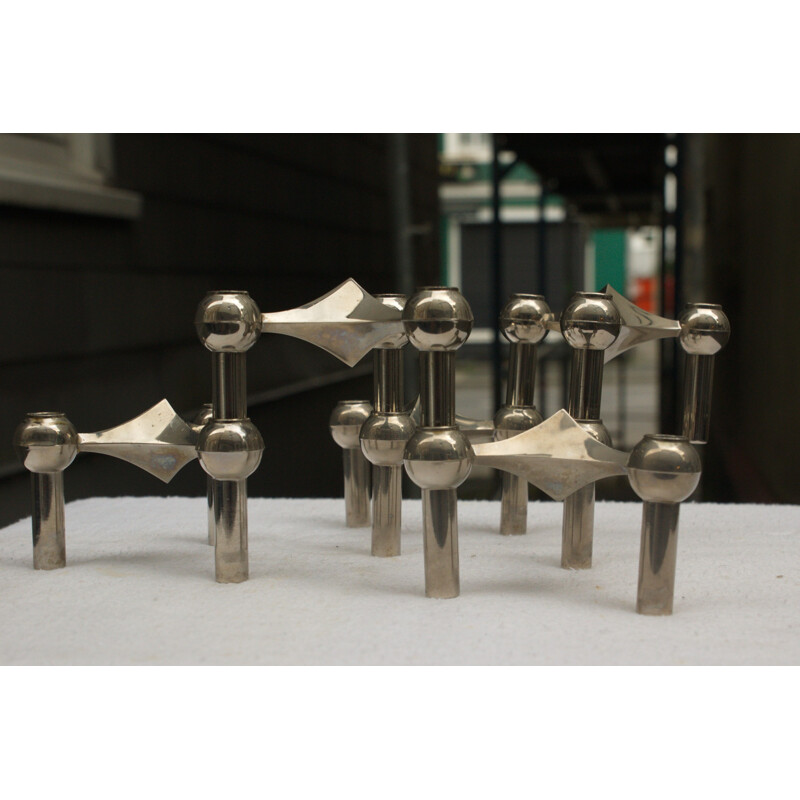 Set of 5 silver candlestick by Fritz Nagel & Caesar Stoffi for Nagel BMF - 1960s