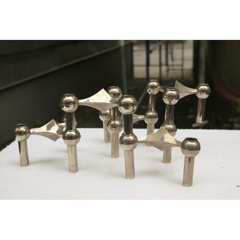 Set of 5 silver candlestick by Fritz Nagel & Caesar Stoffi for Nagel BMF - 1960s