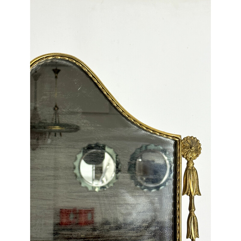 Specchio d'epoca in ottone, Italia 1950
